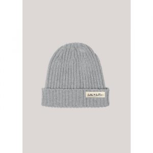Klassische Strickmütze – Melange-Grau
